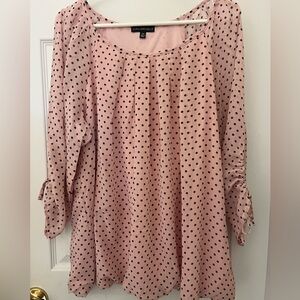 Sarah Michelle Pink and Black Polka Dot Blouse - 2XL